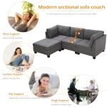 Stylish Grey 3-Seater Corner Sofa Bed with Footstool