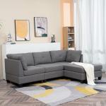 Stylish Grey 3-Seater Corner Sofa Bed with Footstool