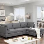 Stylish Grey 3-Seater Corner Sofa Bed with Footstool