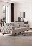 Chesterfield Cream Brown Leather Sofa Set