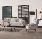 Chesterfield Cream Brown Leather Sofa Set