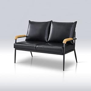 TUKAILAi Black Faux Leather 2 Seater Sofa