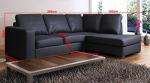 Large Black PU Leather Right-Hand Corner Sofa
