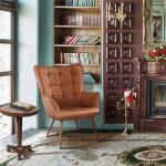Yaheetech Modern Faux Leather Accent Chair, Brown