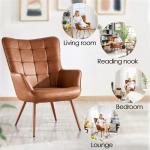 Yaheetech Modern Faux Leather Accent Chair, Brown