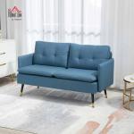 Modern Button Tufted Two-Seater Sofa in Dark Blue