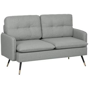 Modern Grey Button-Tufted Two-Seater Loveseat Sofa