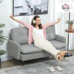 Modern Grey Button-Tufted Two-Seater Loveseat Sofa