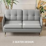 Modern Grey Button-Tufted Two-Seater Loveseat Sofa