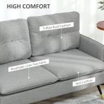 Modern Grey Button-Tufted Two-Seater Loveseat Sofa