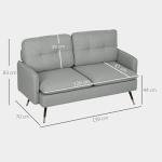 Modern Grey Button-Tufted Two-Seater Loveseat Sofa