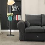 Dark Gray Linen Sofa & Chaise with USB Port