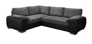 Enzo Corner Sofa Bed with Storage - Grey/Black