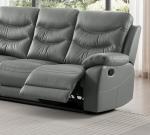 Dark Grey Leather Reclining 3-Seater Sofa Set