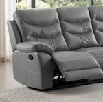 Dark Grey Leather Reclining 3-Seater Sofa Set
