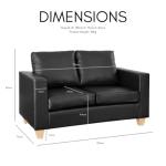 Faux Leather 2-Seater Sofa in Black or Brown
