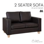 Faux Leather 2-Seater Sofa in Black or Brown