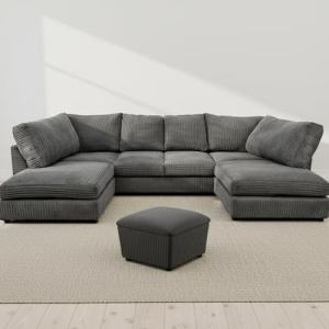 U-Shape Jumbo Cord Sofa for Living Room