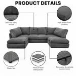 U-Shape Jumbo Cord Sofa for Living Room
