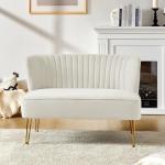 Velvet 2-Seater Loveseat Sofa with Gold Legs