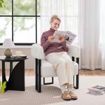 Modern Boucle Accent Chair with Lumbar Pillow