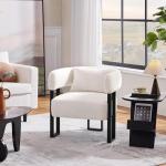 Modern Boucle Accent Chair with Lumbar Pillow