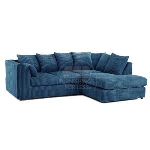 Luxor Jumbo Cord Marine Blue L-Shaped Sofa