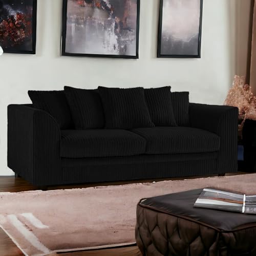 Dylan Jumbo Cord 3-Seater Sofa in Black