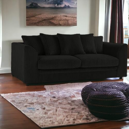 Dylan Jumbo Cord 3-Seater Sofa in Black