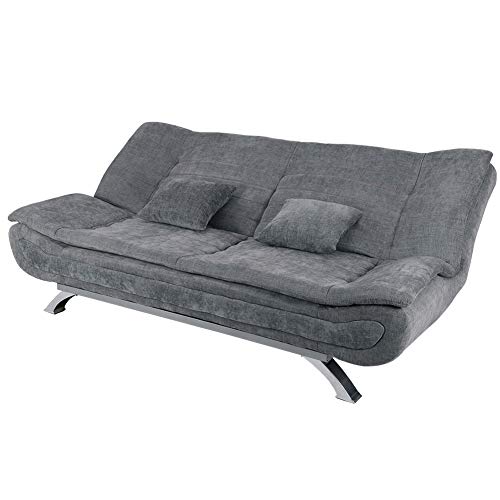 Grey Linen 3-Seater Recliner Sofa Bed