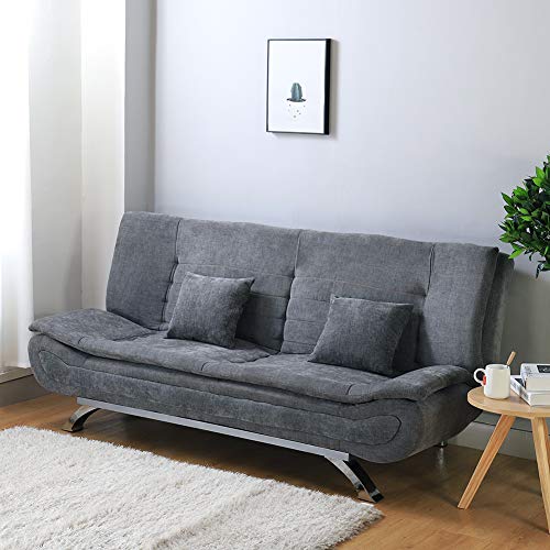 Grey Linen 3-Seater Recliner Sofa Bed