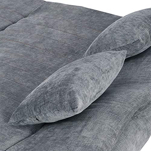 Grey Linen 3-Seater Recliner Sofa Bed