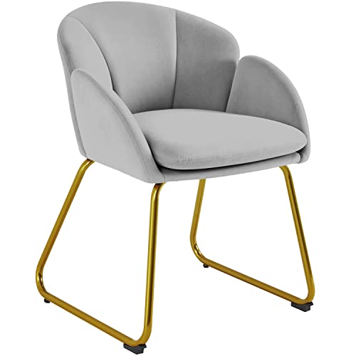 Modern Velvet Tub Chair with Gold Legs - Grey