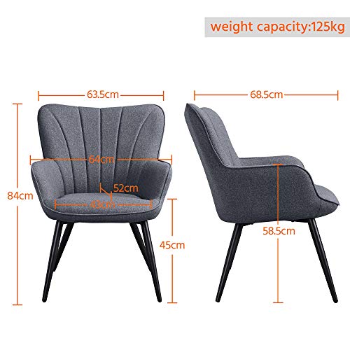 Yaheetech Modern Grey Tub Chair for Living Room