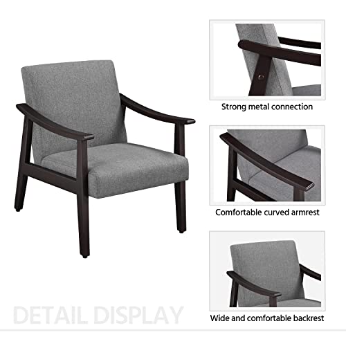 Dark Grey Retro Linen Accent Armchair Sofa