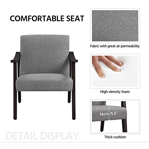 Dark Grey Retro Linen Accent Armchair Sofa