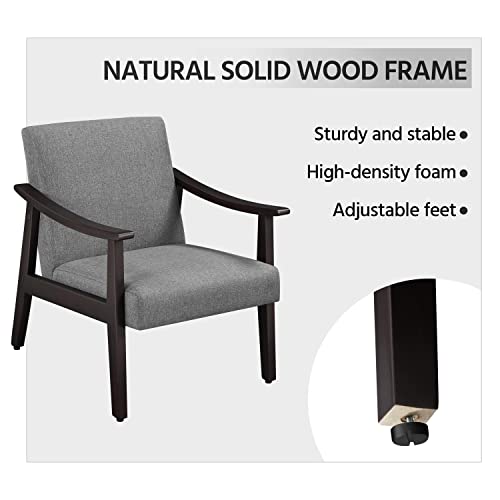 Dark Grey Retro Linen Accent Armchair Sofa