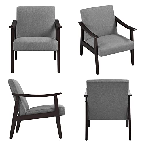 Dark Grey Retro Linen Accent Armchair Sofa