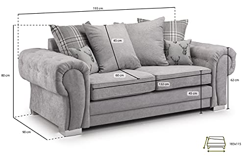 Honeypot Grey 3-Seater Scatterback Sofa Bed