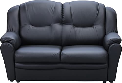 Black Faux Leather 2-3 Seater Sofa Set