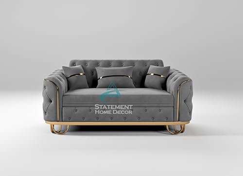 Dark Grey Plush Velvet 5-Seater Sofa Set