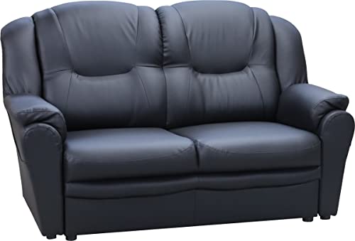 Black Faux Leather 2-3 Seater Sofa Set