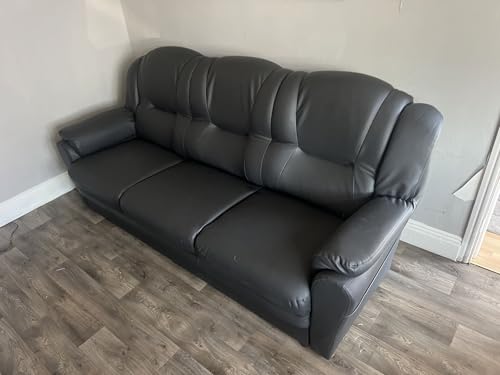 Black Faux Leather 2-3 Seater Sofa Set