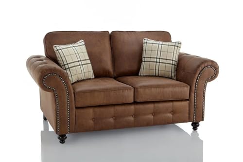 Oakland Faux Leather Brown 3-2 Seater Sofa Set