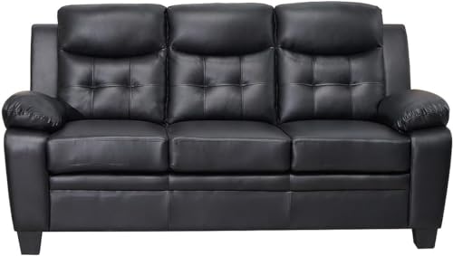 Black Bonded Leather 3-2-1 Sofa Set