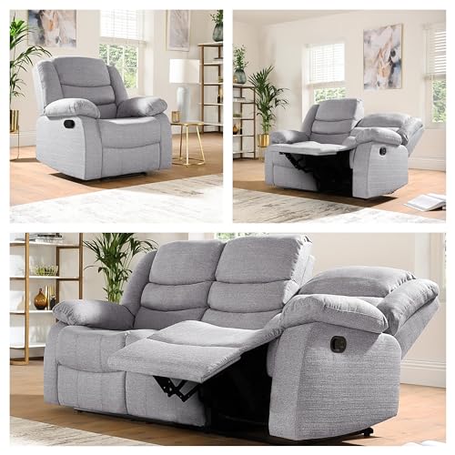 SORRENTO Grey Fabric Recliner Sofa Set
