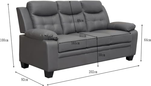 Black Bonded Leather 3-2-1 Sofa Set
