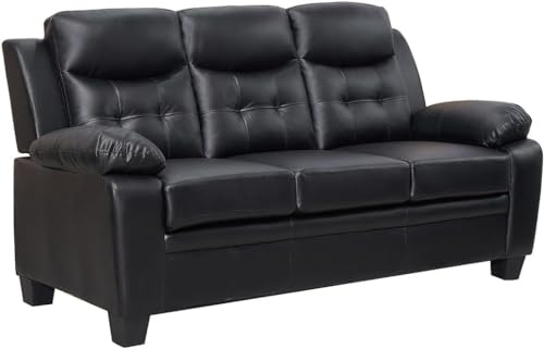 Black Bonded Leather 3-2-1 Sofa Set