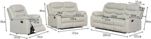 SORRENTO Grey Fabric Recliner Sofa Set