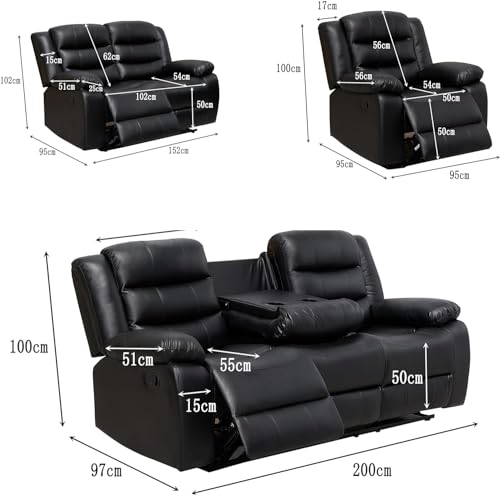 Modern Bonded Leather Recliner Sofa Set